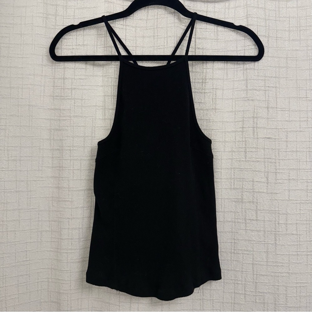 Free People Ribbed High Neck Corset Racer Back Tank Top